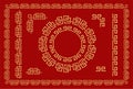 Chinese traditional ornament. Set of frames, round frames and seamless elements. Vector